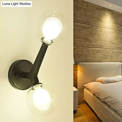 Modern gold & black double globe wall lamp corridor sconce light