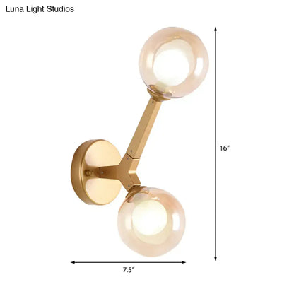 Modern gold & black double globe wall lamp corridor sconce light