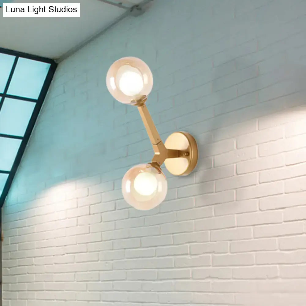 Modern gold & black double globe wall lamp corridor sconce light