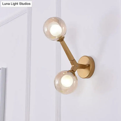 Modern gold & black double globe wall lamp corridor sconce light