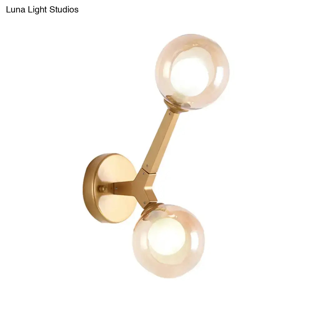 Modern gold & black double globe wall lamp corridor sconce light