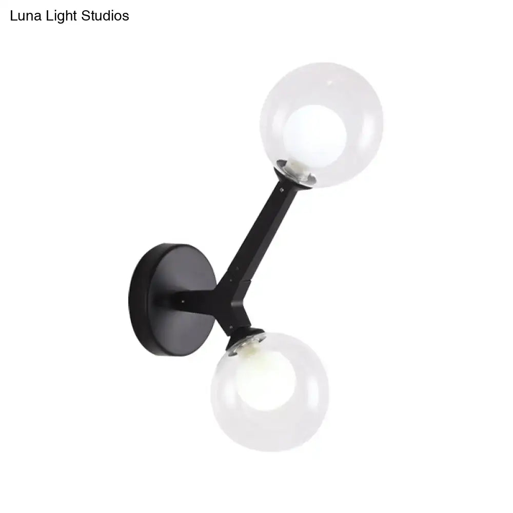 Modern gold & black double globe wall lamp corridor sconce light