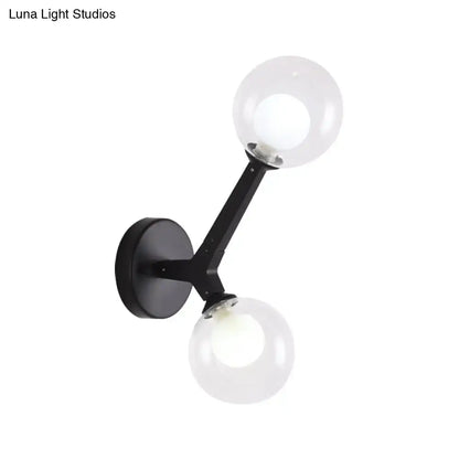 Modern gold & black double globe wall lamp corridor sconce light