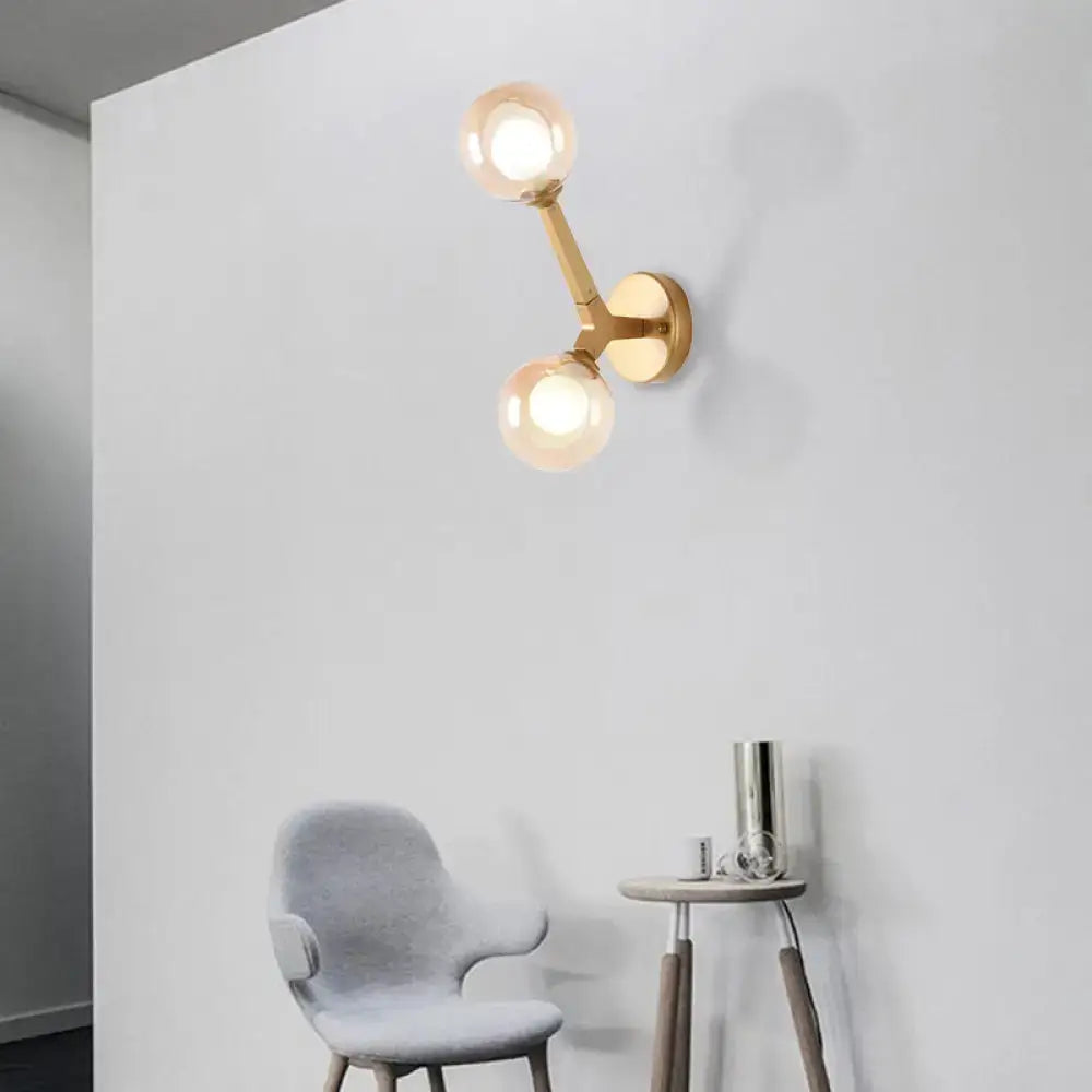 Modern gold & black double globe wall lamp corridor sconce light