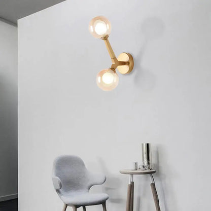 Modern gold & black double globe wall lamp corridor sconce light