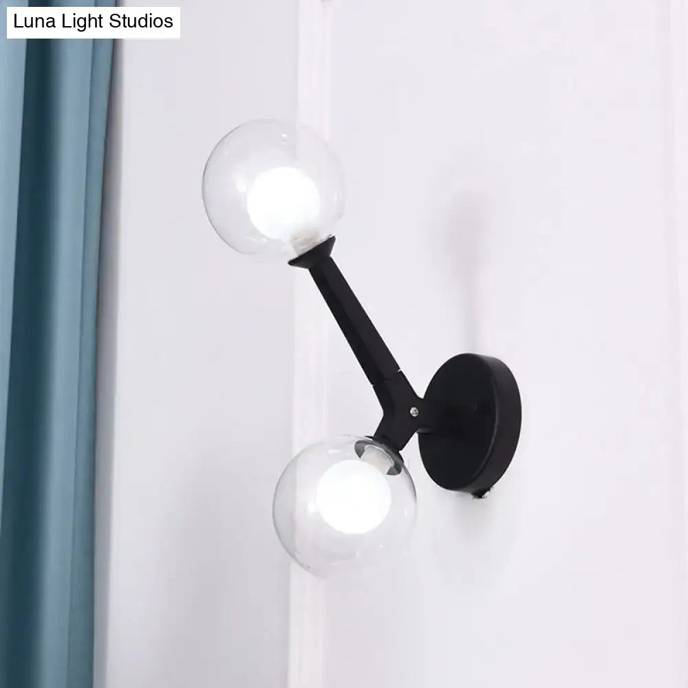 Modern gold & black double globe wall lamp corridor sconce light