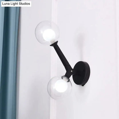 Modern gold & black double globe wall lamp corridor sconce light