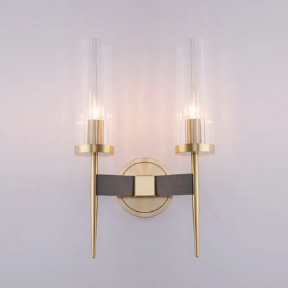 Modern gold & black fluted glass wall lamp bedroom sconce light