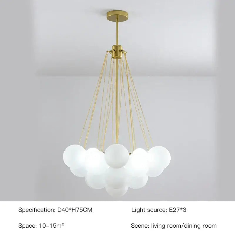 Modern gold & black frosted glass ball chandelier for dining room