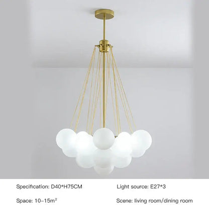 Modern gold & black frosted glass ball chandelier for dining room