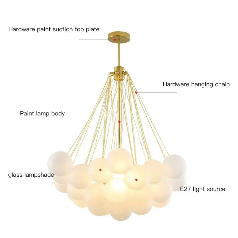 Modern gold & black frosted glass ball chandelier for dining room