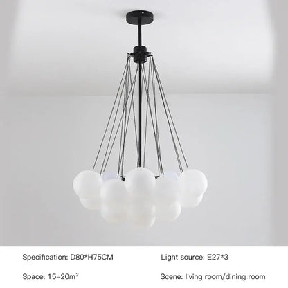 Modern gold & black frosted glass ball chandelier for dining room