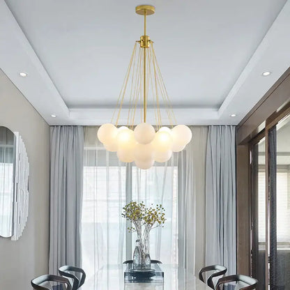 Modern gold & black frosted glass ball chandelier for dining room