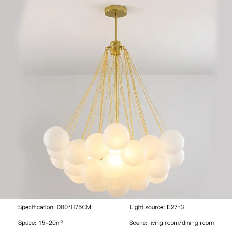 Modern gold & black frosted glass ball chandelier for dining room