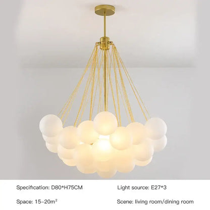 Modern gold & black frosted glass ball chandelier for dining room