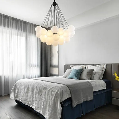 Modern gold & black frosted glass ball chandelier for dining room