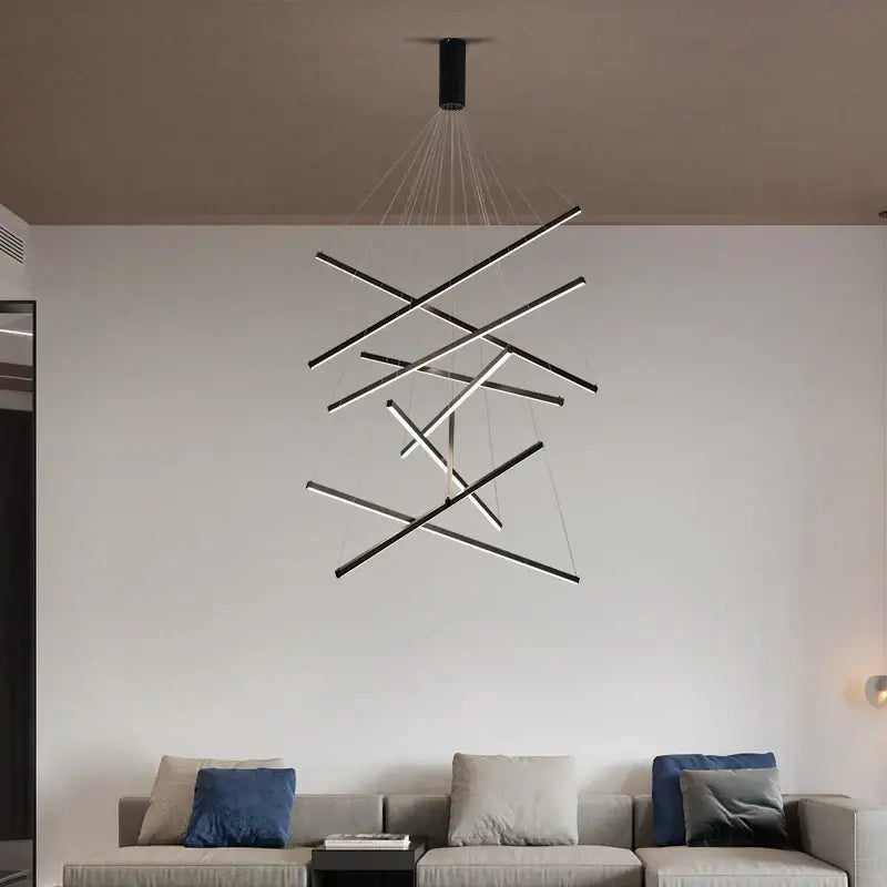 Modern gold & black geometric aluminum ceiling chandelier living room