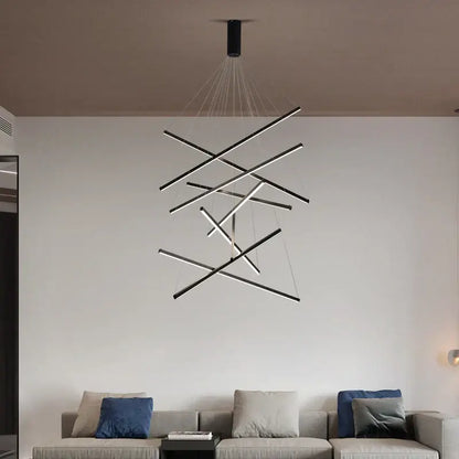 Modern gold & black geometric aluminum ceiling chandelier living room