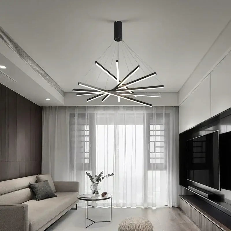 Modern gold & black geometric aluminum ceiling chandelier living room