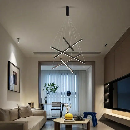 Modern gold & black geometric aluminum ceiling chandelier living room