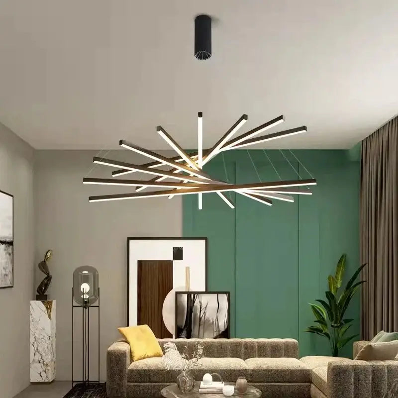 Modern gold & black geometric aluminum ceiling chandelier living room