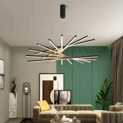 Modern gold & black geometric aluminum ceiling chandelier living room