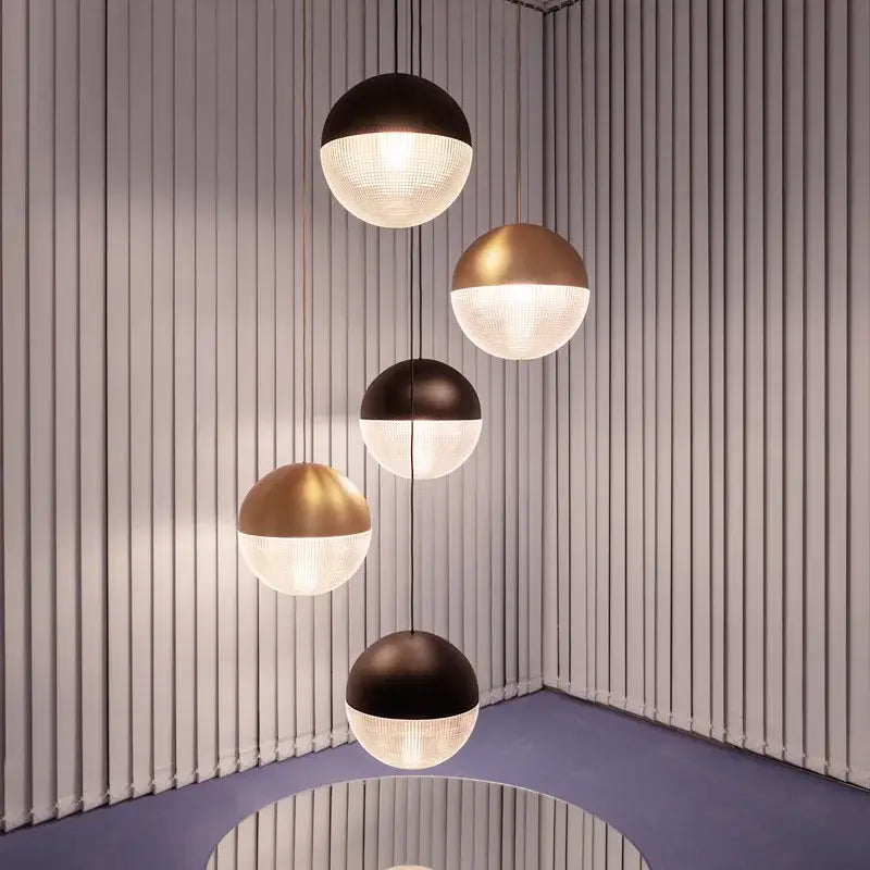 Modern gold & black glass ball led pendant light bedroom decor