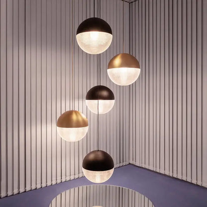 Modern gold & black glass ball led pendant light bedroom decor