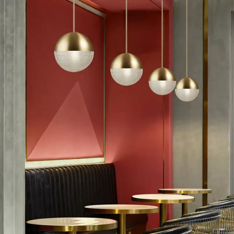 Modern gold & black glass ball led pendant light bedroom decor