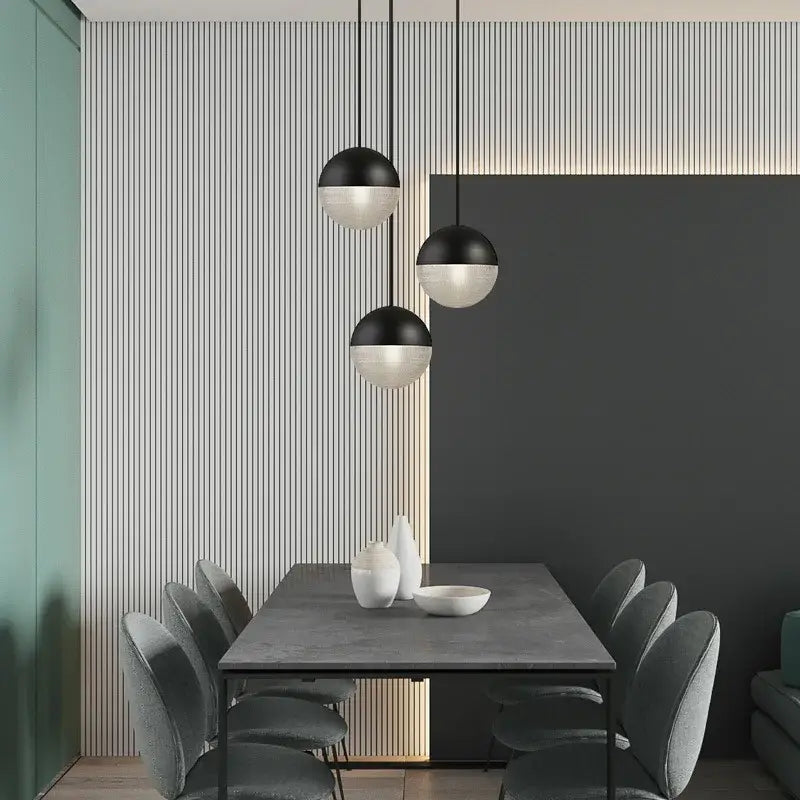 Modern gold & black glass ball led pendant light bedroom decor