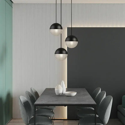 Modern gold & black glass ball led pendant light bedroom decor