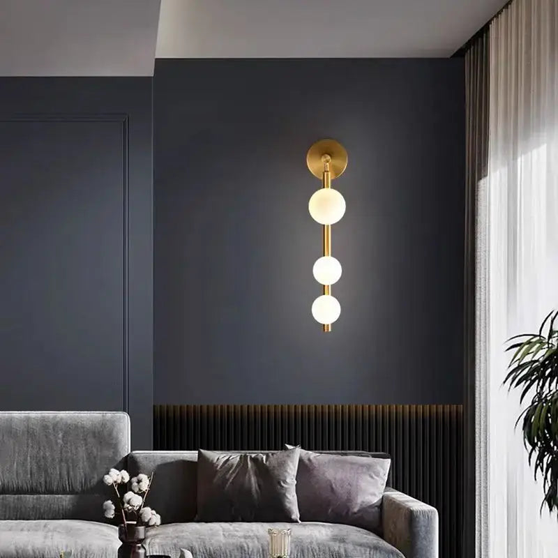 Modern gold & black glass ball wall lights living room