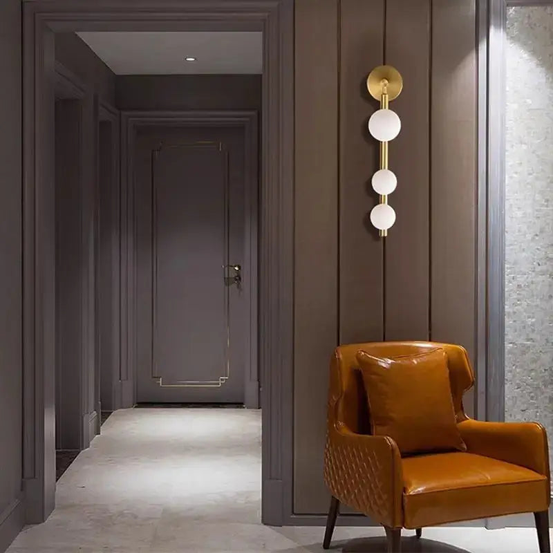 Modern gold & black glass ball wall lights living room