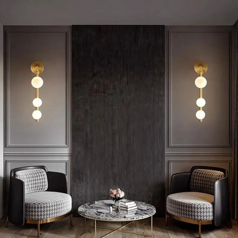 Modern gold & black glass ball wall lights living room