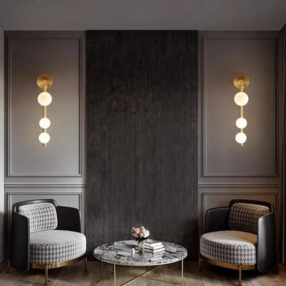 Modern gold & black glass ball wall lights living room