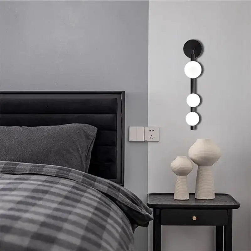 Modern gold & black glass ball wall lights living room