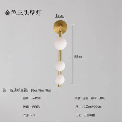 Modern gold & black glass ball wall lights living room