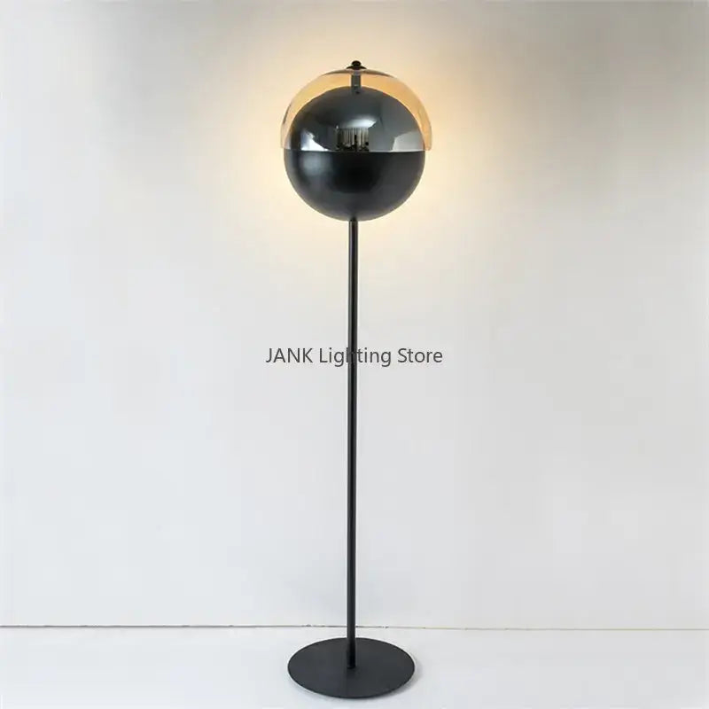 Modern gold & black glass hemisphere led floor lamp living room