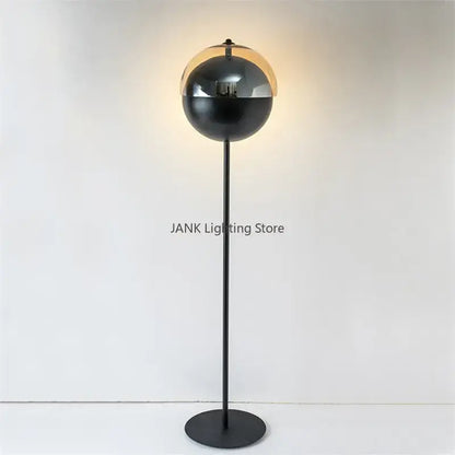 Modern gold & black glass hemisphere led floor lamp living room