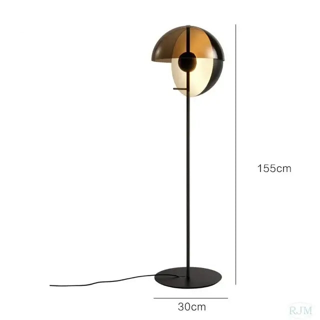Modern gold & black glass hemisphere led floor lamp living room