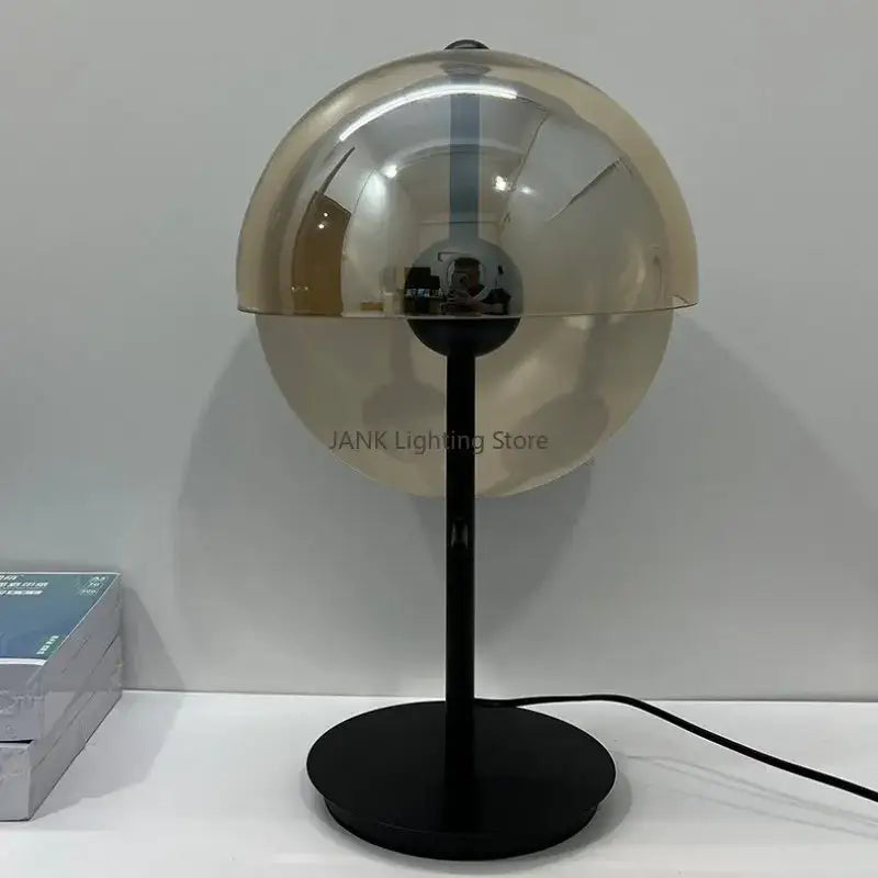 Modern gold & black glass hemisphere led floor lamp living room