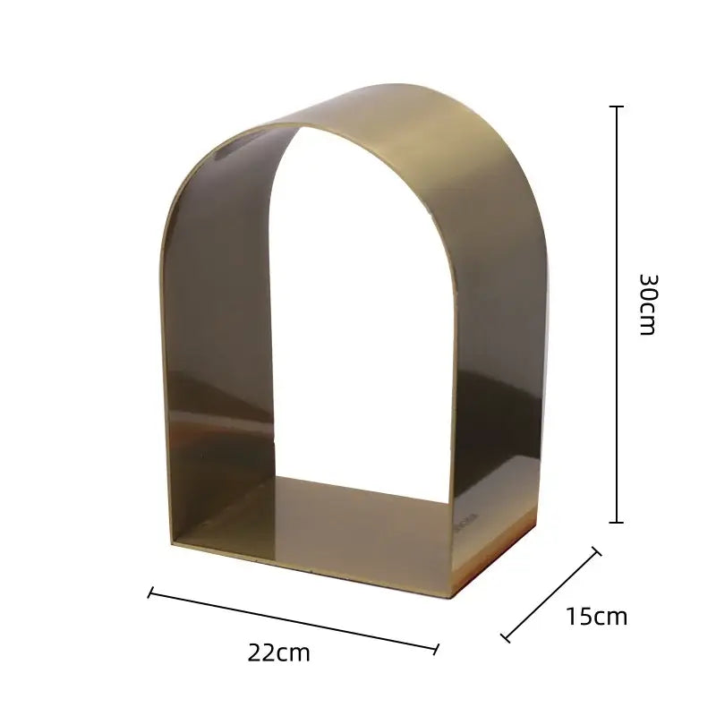 Modern gold & black golden arches metal sculpture living room bookend
