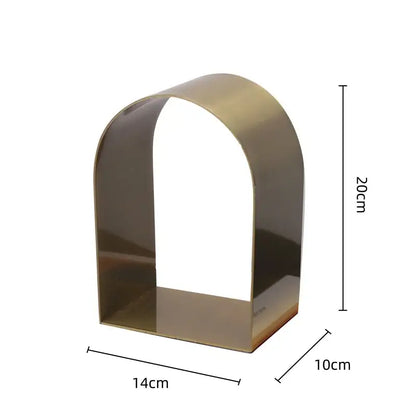 Modern gold & black golden arches metal sculpture living room bookend