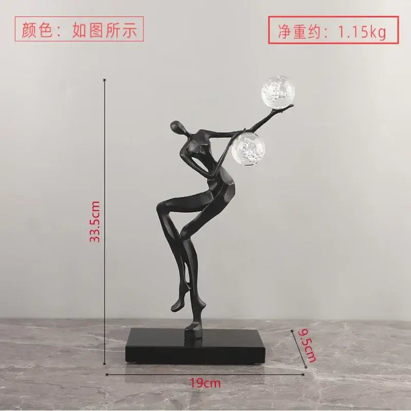 Modern gold & black golden man crystal ball sculpture living room decor