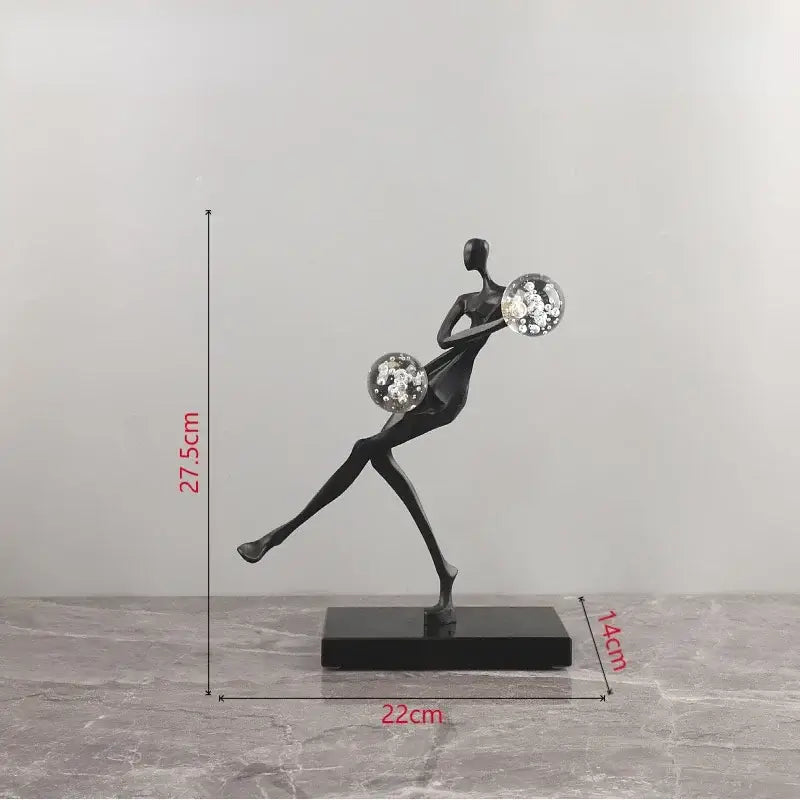 Modern gold & black golden man crystal ball sculpture living room decor