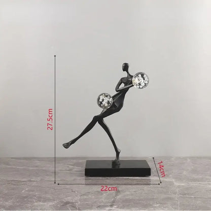Modern gold & black golden man crystal ball sculpture living room decor