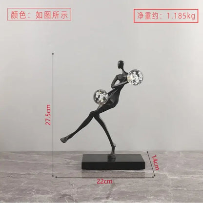 Modern gold & black golden man crystal ball sculpture living room decor