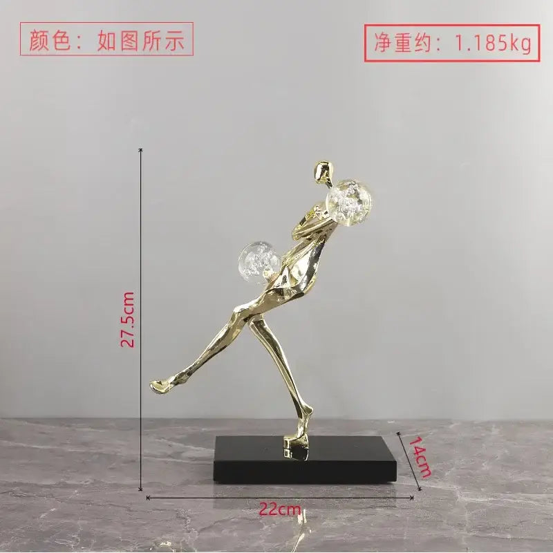 Modern gold & black golden man crystal ball sculpture living room decor