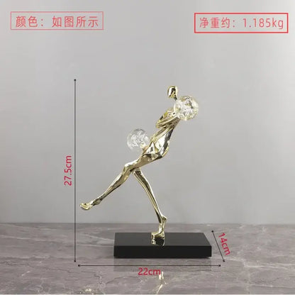 Modern gold & black golden man crystal ball sculpture living room decor