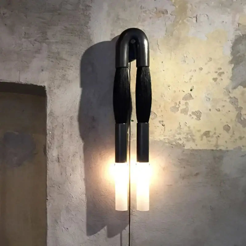 Modern gold & black horsehair wall lamp bedroom glass light fixture